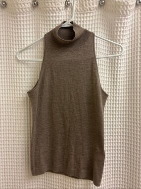 NAADAM Super Fine Cashmere Sleeveless Turtleneck in Heather Brown Sz S